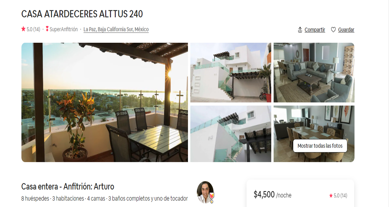 Exalcalde de Los Cabos cobra 4,500 pesos por rentar su casa en Airbnb
