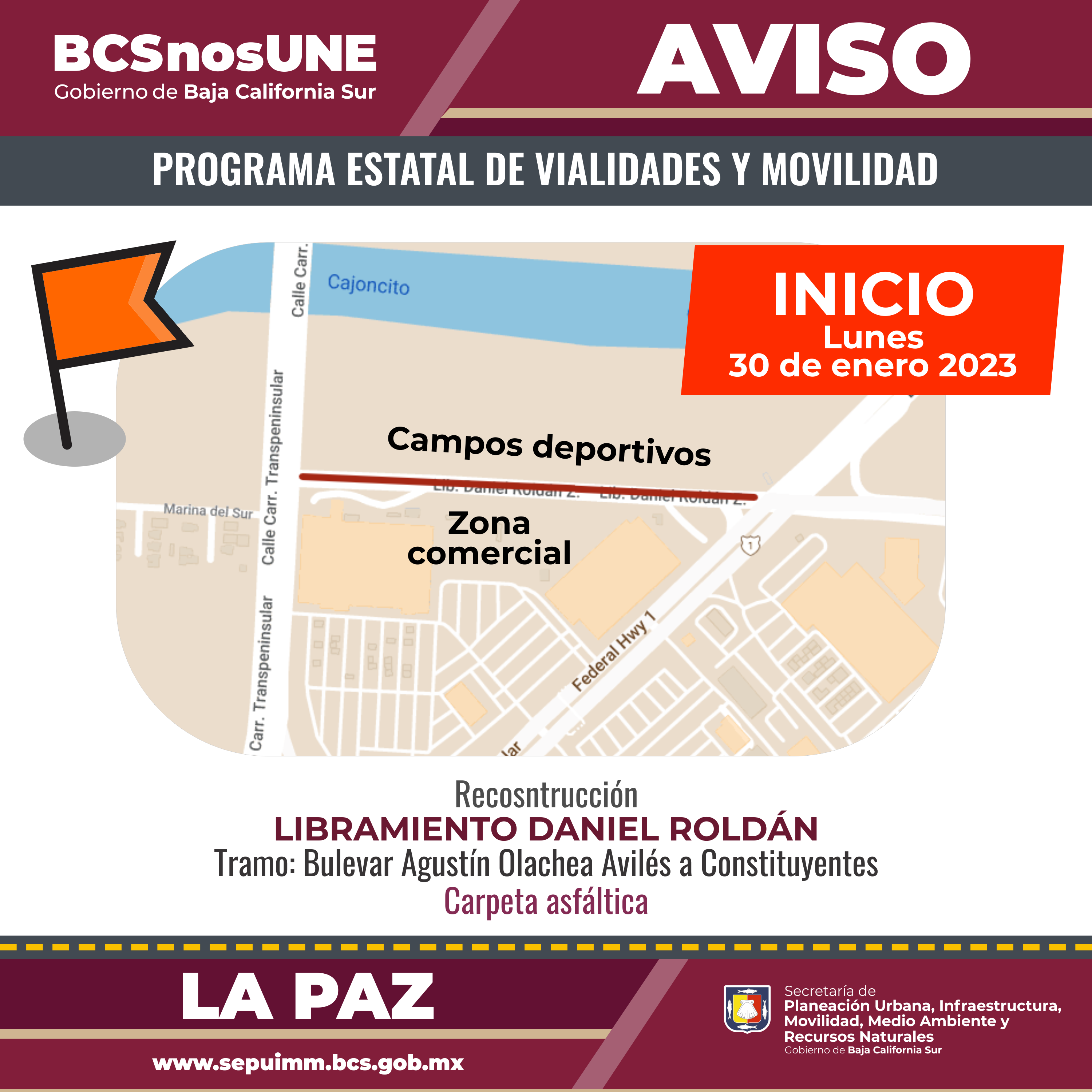 En La Paz inició reconstrucción de Libramiento Daniel Roldán
