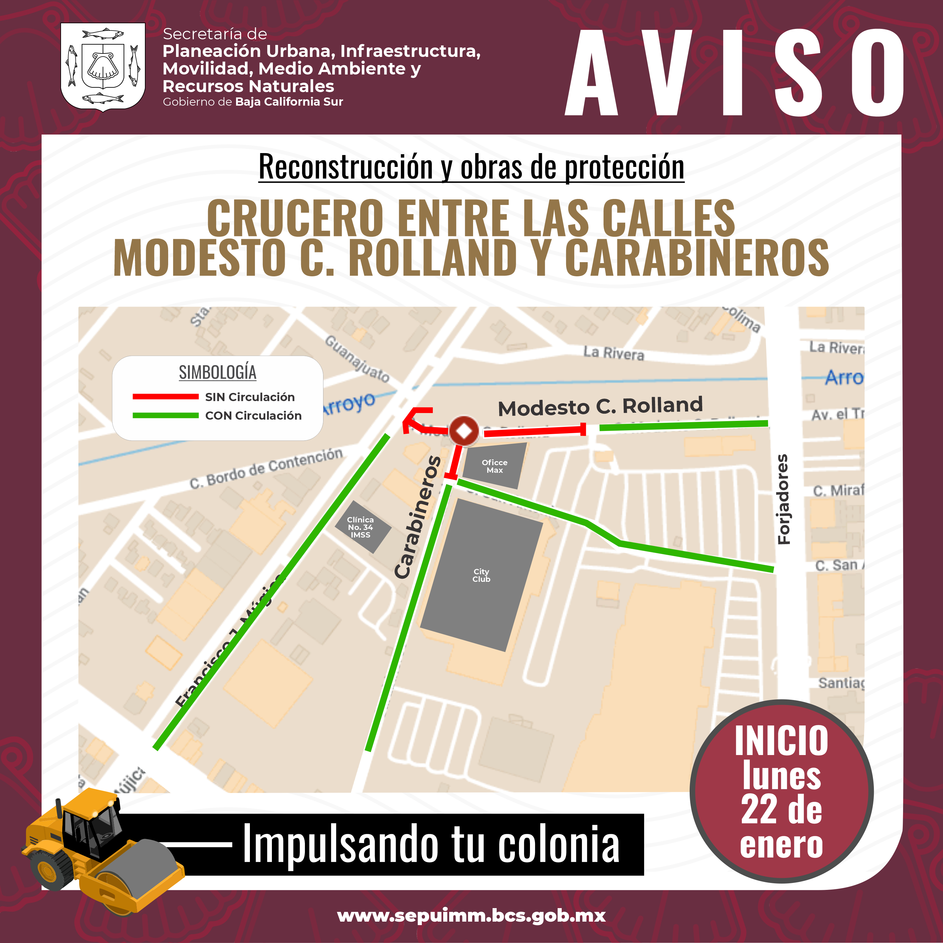 Invertirán 1.6 mdp en calles Modesto C. Rolland y Carabineros