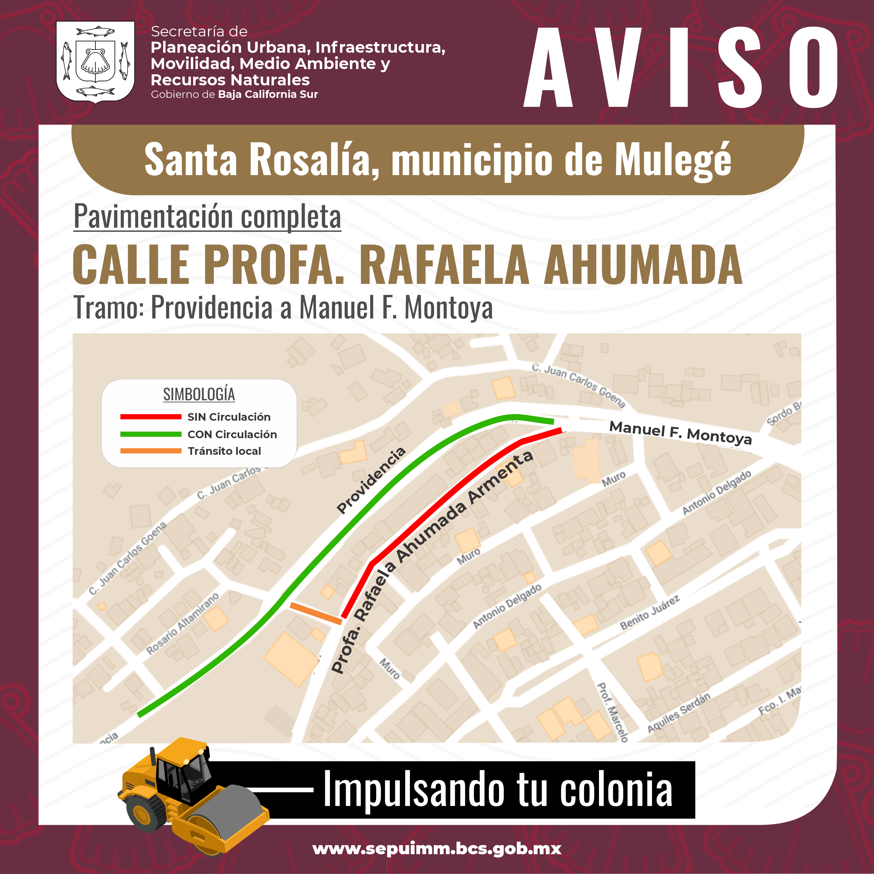 SEPUIMM continúa con pavimentación en Santa Rosalía