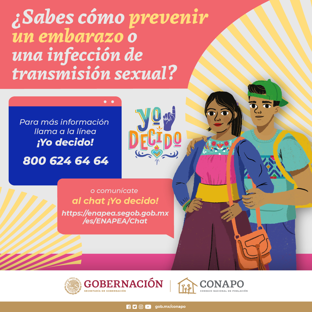 Promueven línea y chat ¡Yo Decido! para evitar embarazo en adolescentes