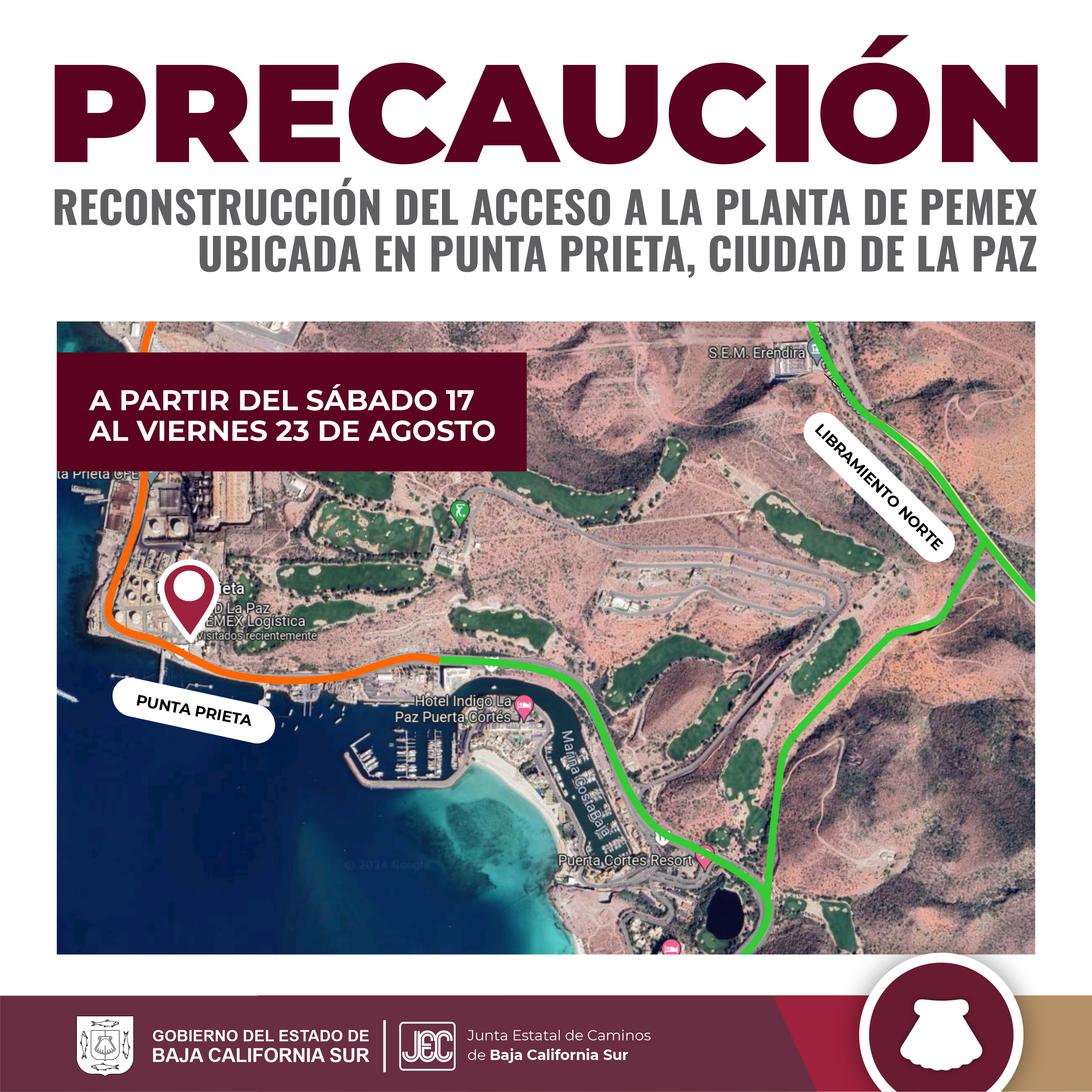 En La Paz JEC rehabilita acceso a terminal de PEMEX
