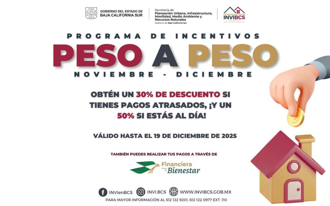 Mantiene INVI la vigencia del programa “Peso a Peso” hasta el 19 de diciembre