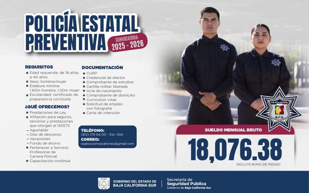 Convoca SSPE a hombres y mujeres a integrarse a la Policía Estatal y Penitenciaria