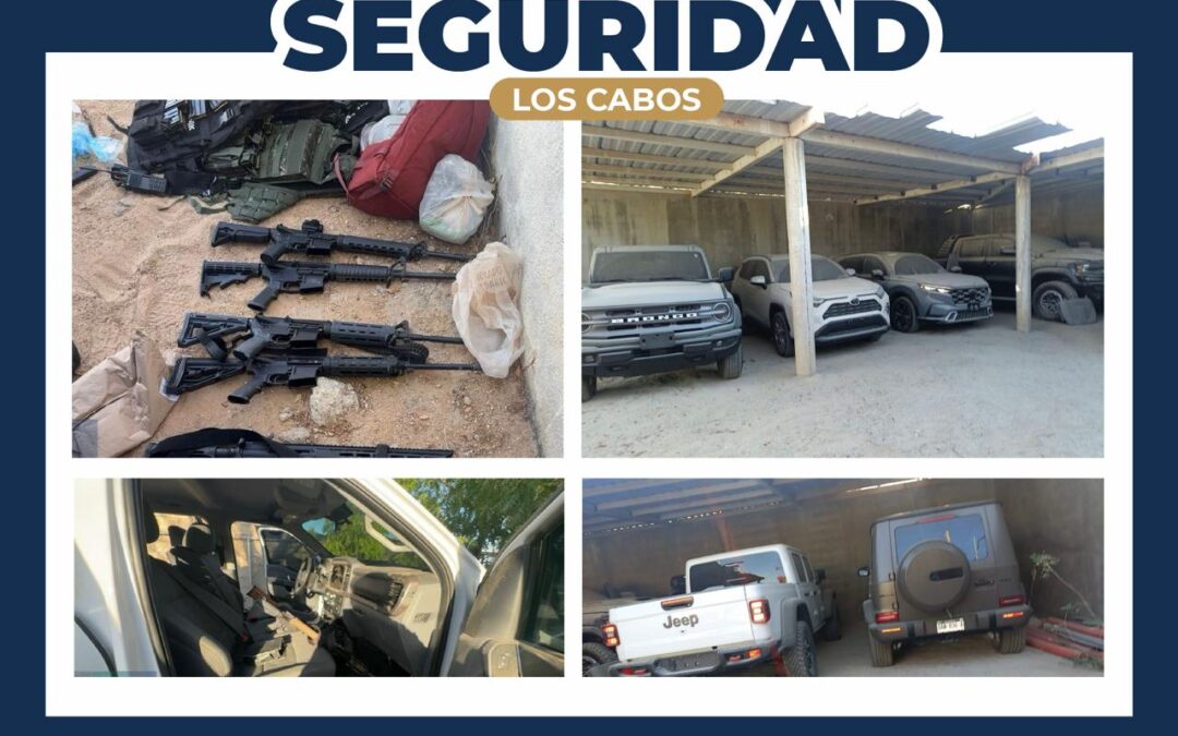 ARMAS, VEHÍCULOS, PERSONAS DETENIDAS Y GENERADORES DE VIOLENCIA NEUTRALIZADOS TRAS OPERATIVO EN EL MUNICIPIO DE LOS CABOS