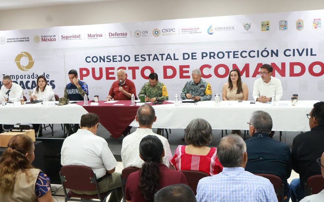 Sesiona Consejo Estatal de Protección Civil; refuerza BCS coordinación ante huracán Simon